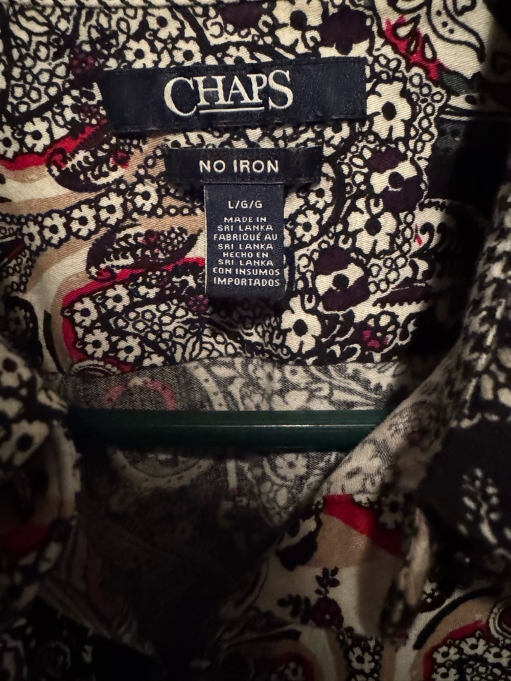 Chaps Women’s Paisley Button Up Shirt Size Large Long Sleeve 100% Cotton No Iron - Picture 3 of 7